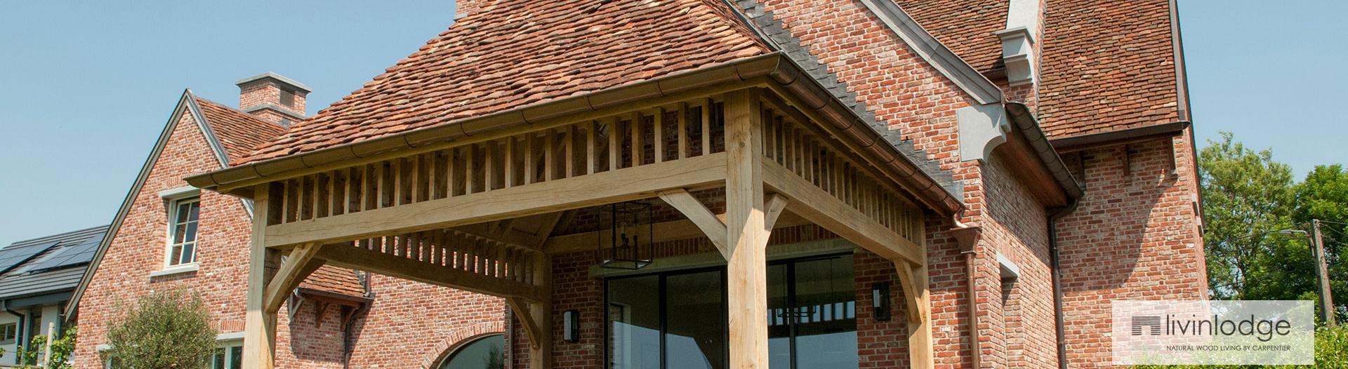 Houten landelijke terrasoverkapping Houten landelijke terrasoverkapping