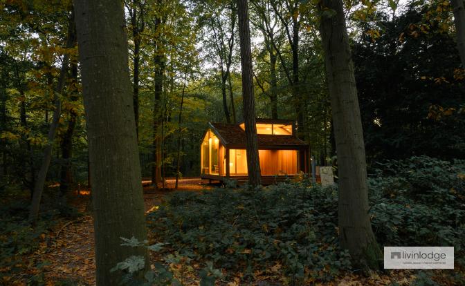 Tiny house in houtskeletbouw als receptiehuisje Tiny house in houtskeletbouw als receptiehuisje