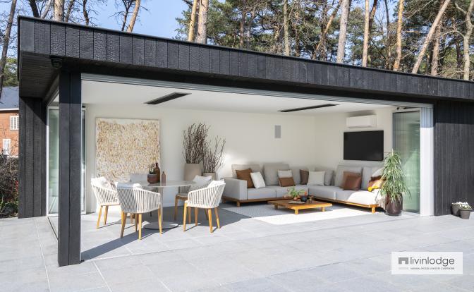 Pool house de madera carbonizada Pool house de madera carbonizada