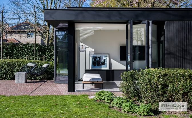 Black pool house in a contemporary style