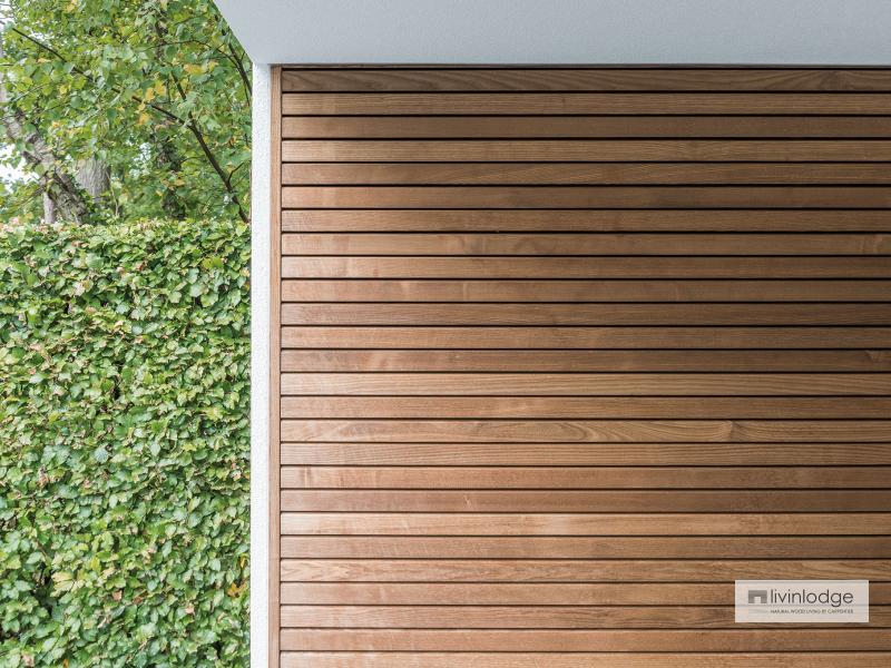 Moderne houten poolhouse met terrasoverkapping Zoersel | Houten bijgebouwen op maat Moderne houten poolhouse met terrasoverkapping Zoersel | Houten bijgebouwen op maat