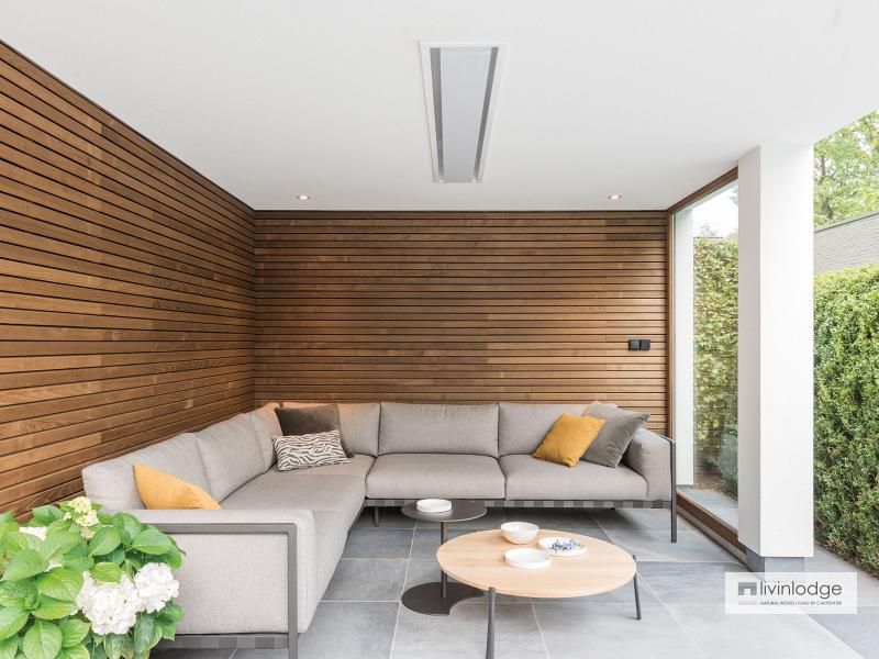 Moderne houten poolhouse met terrasoverkapping Zoersel | Houten bijgebouwen op maat Moderne houten poolhouse met terrasoverkapping Zoersel | Houten bijgebouwen op maat