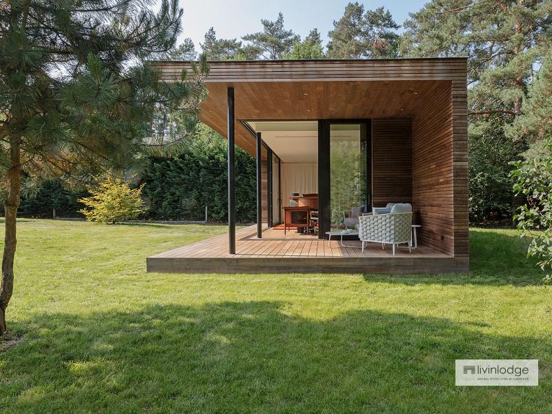 modern tuinkantoor met overdekt terras te Bonheiden | Houten bijgebouwen op maat modern tuinkantoor met overdekt terras te Bonheiden | Houten bijgebouwen op maat