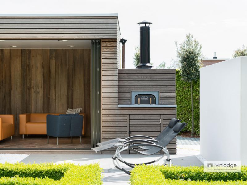 Moderne tuinstudio annex Houtoven te Brussel | Houten bijgebouwen op maat Moderne tuinstudio annex Houtoven te Brussel | Houten bijgebouwen op maat