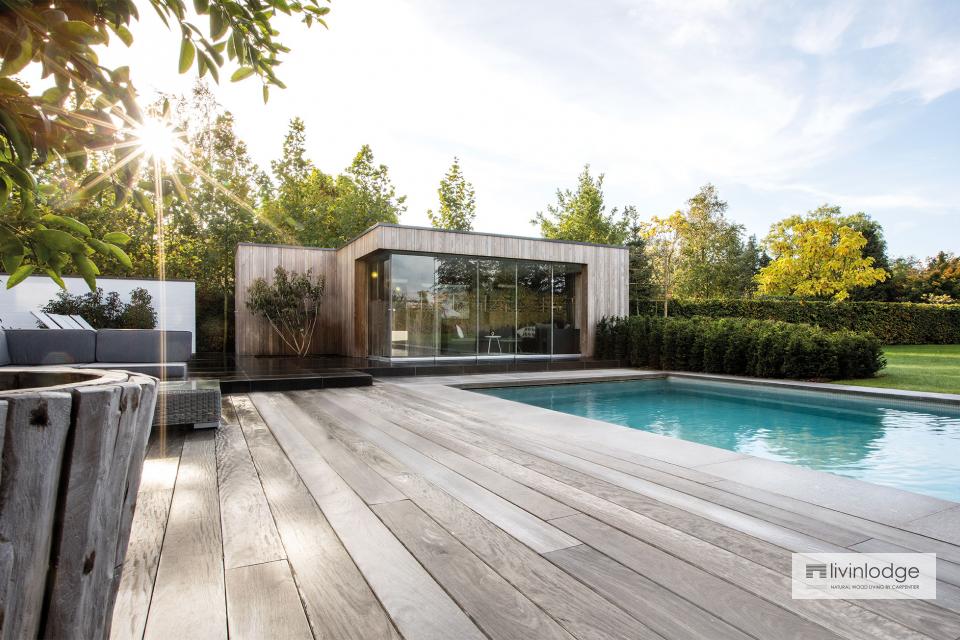 Moderne poolhouse in HOTwood essen te Zwijnaarde Moderne poolhouse in HOTwood essen te Zwijnaarde