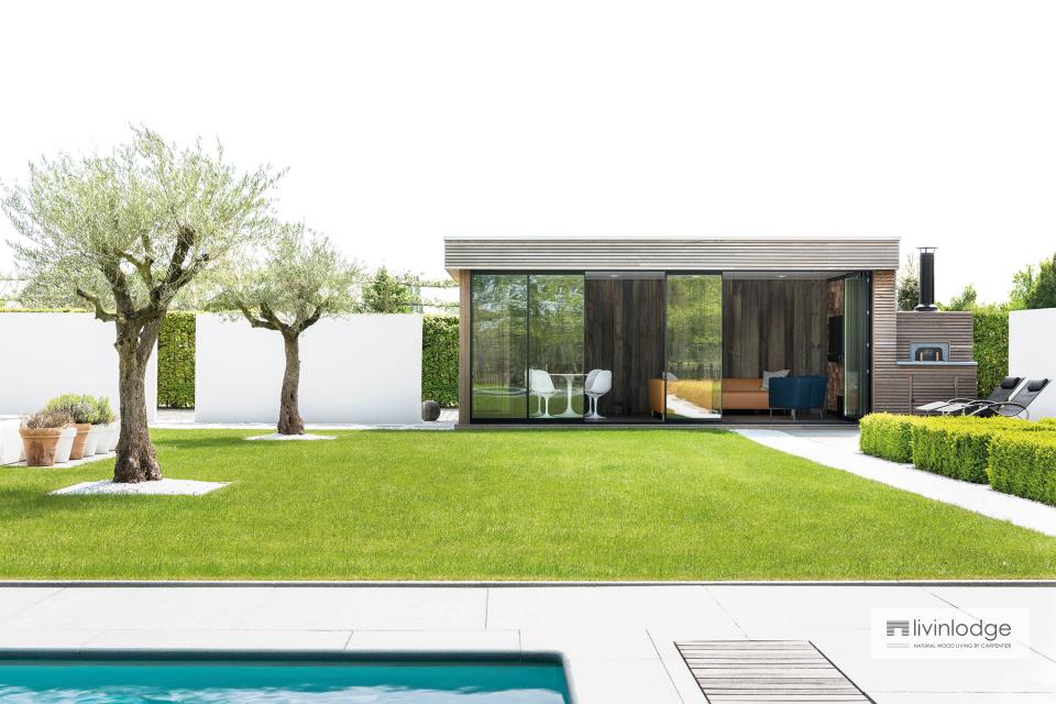 Moderne tuinstudio annex Houtoven te Brussel Moderne tuinstudio annex Houtoven te Brussel